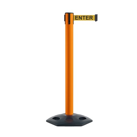 MONTOUR LINE Stanchion Belt Barrier Rubber Base Orange Post 14ft.Caution Belt MSR650-OR-CAUYB-140